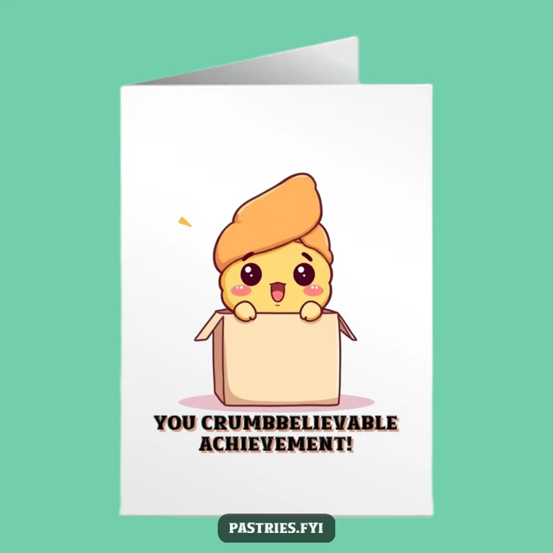 Free Printable Congratulations Card: Shocked Croissant Character Funny Downloadable Gift