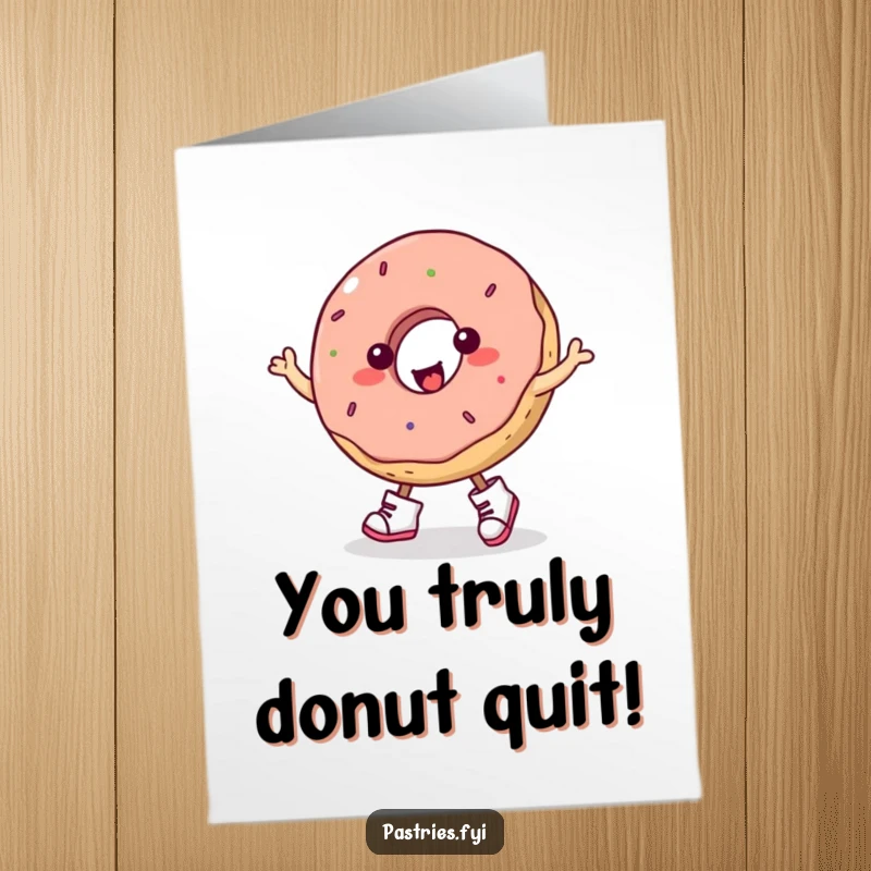 Funny Free Printable Congratulations Card: A plump donut sporting tiny boots performs an energetic jig.
