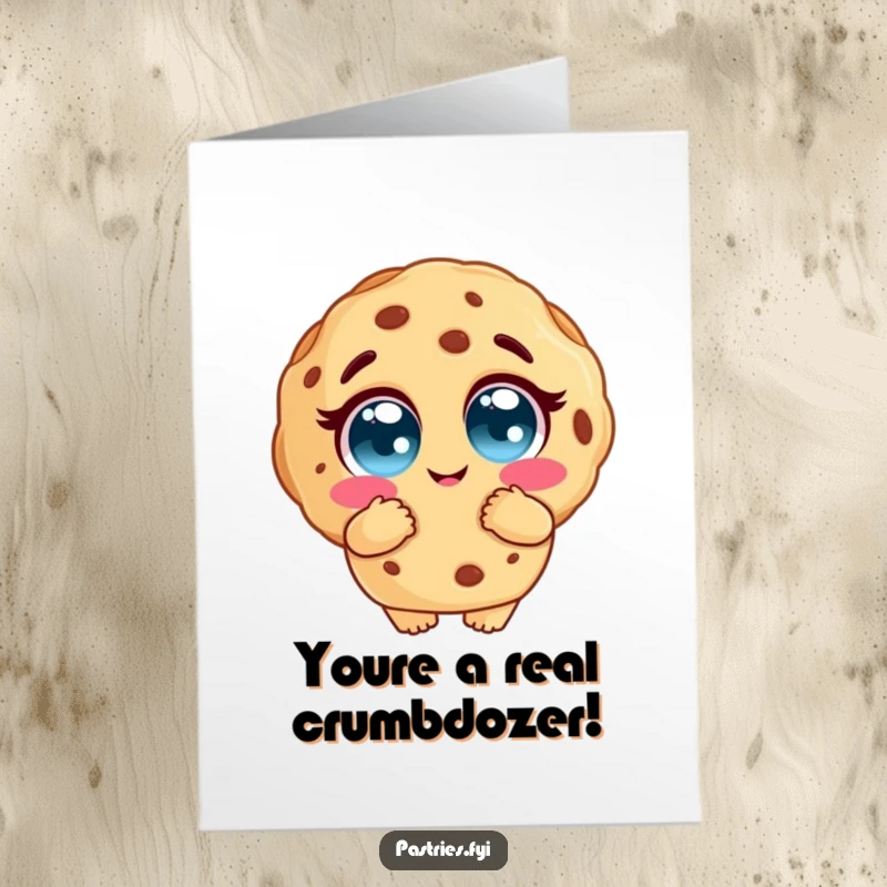 Funny Free Printable Cookie Congratulations Card: Cookie character with adoring eyes giving a massive, heartfelt hug.