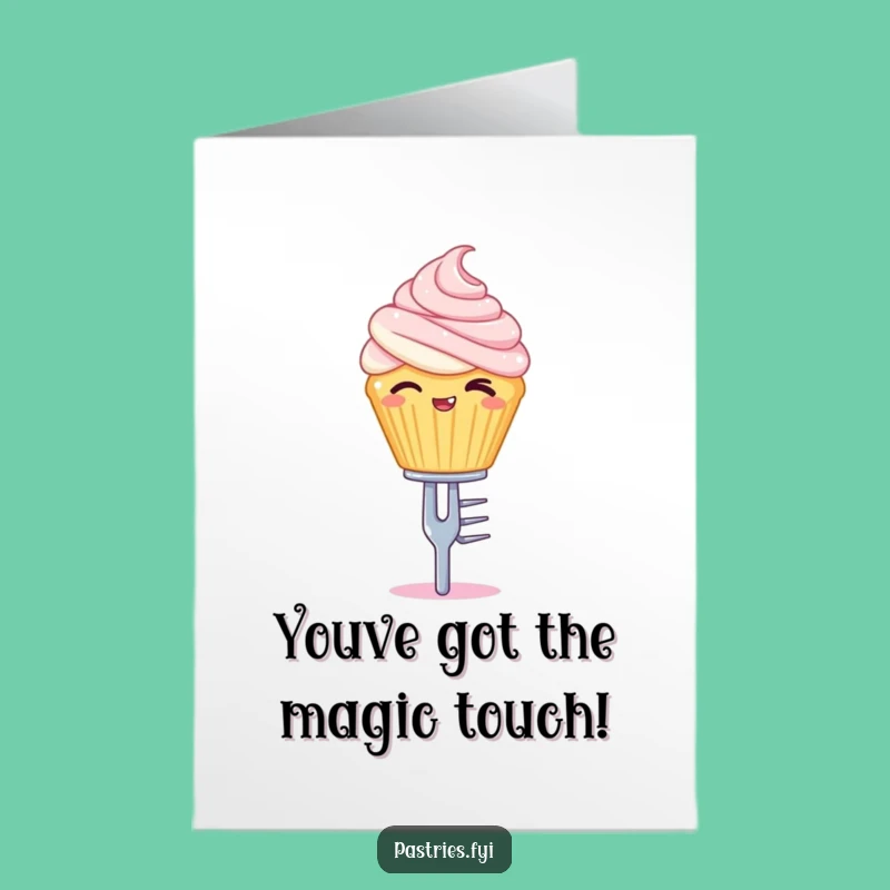 Free Printable Congrats Card: Winking Cupcake on a Fork to Celebrate Success!