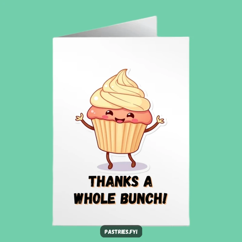 Free Printable Thank You Card: Jigging Cupcake to Show Gratitude, Funny Downloadable Gift