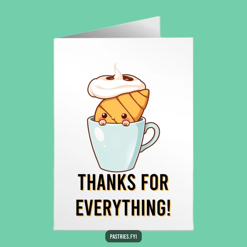 Free Printable Thank You Card: Shy Croissant Gratitude, Funny Downloadable Appreciation Gift