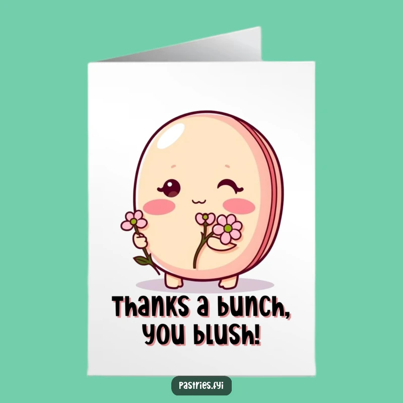 Free Printable Thank You Macaron Card - Shy Blushing Flower Appreciation Gift