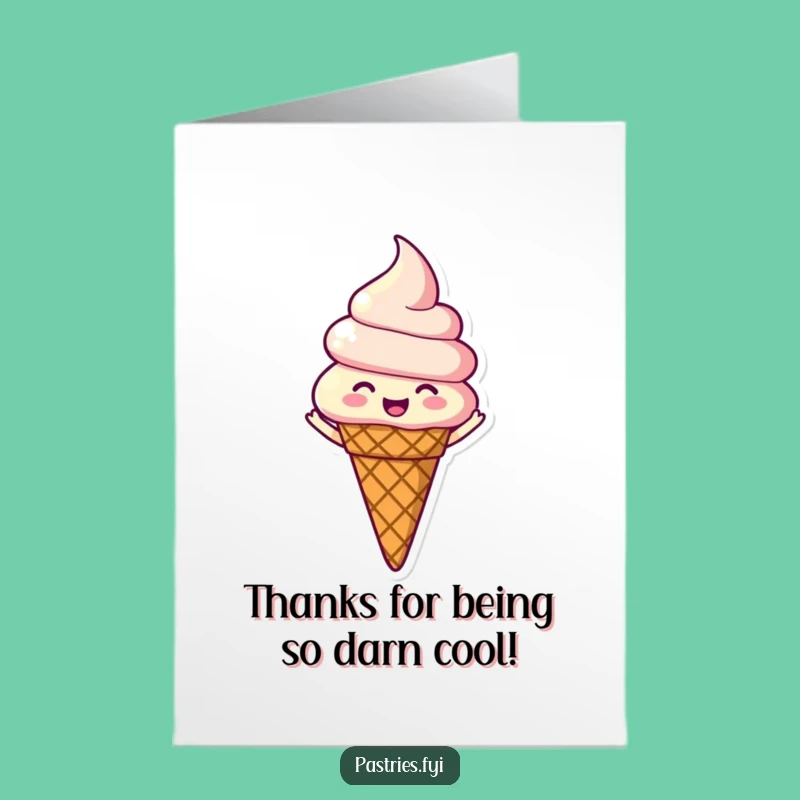 Free Printable Thank You Card: Ice Cream's Spin of Thanks! A Humorous Downloadable Gift.