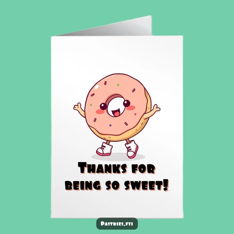 Free Printable Thank You Card: Dancing Donut, Express Gratitude with a Humorous Treat