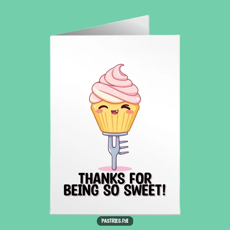 Free Printable Thank You Card: Adorable Winking Cupcake Expresses Sweet Gratitude!