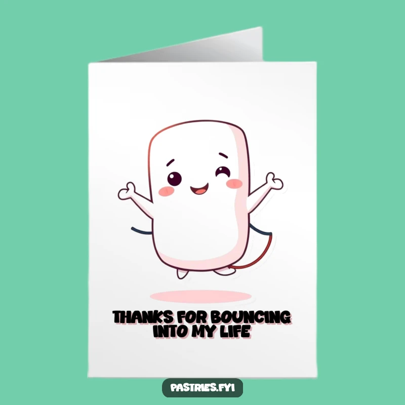Free Printable Marshmallow Thank You Card, Funny Jump Rope Gratitude, Downloadable & Easy Print at Home