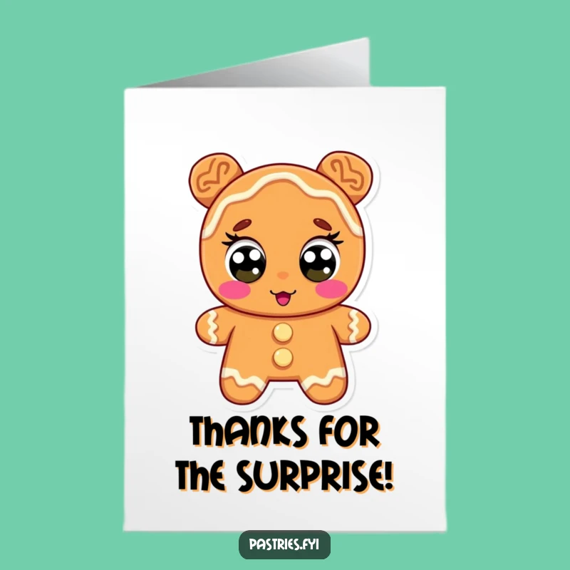Free Printable Gingerbread Thank You Card: Wide Eyes Funny Downloadable Surprise