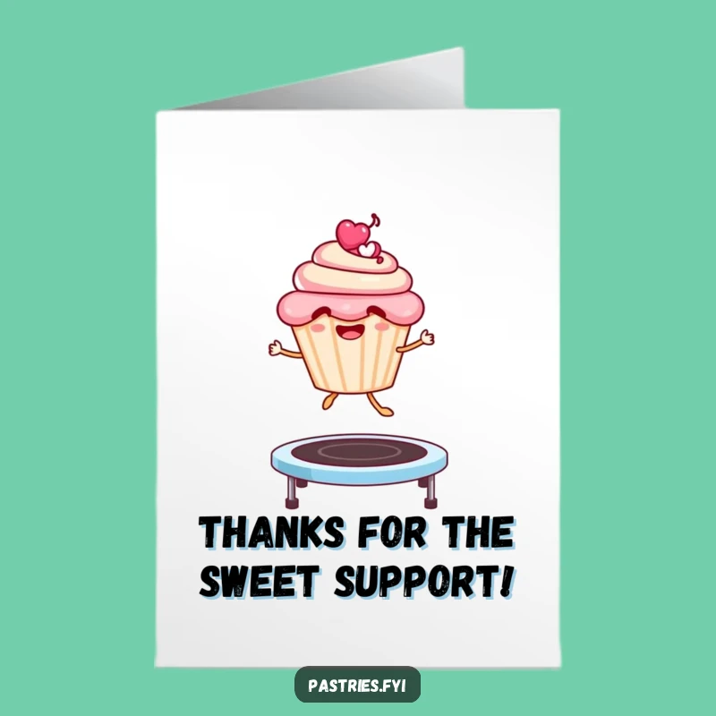 Free Printable Thank You Card: Jumping Cupcake, Downloadable Appreciation Gift Galore