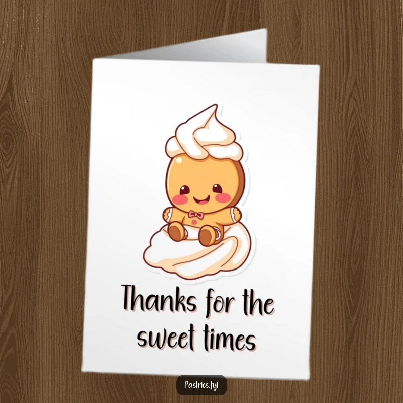 Funny Free Printable Thank You Card: A giggling gingerbread character slides down a frosting swirl, saying thanks.