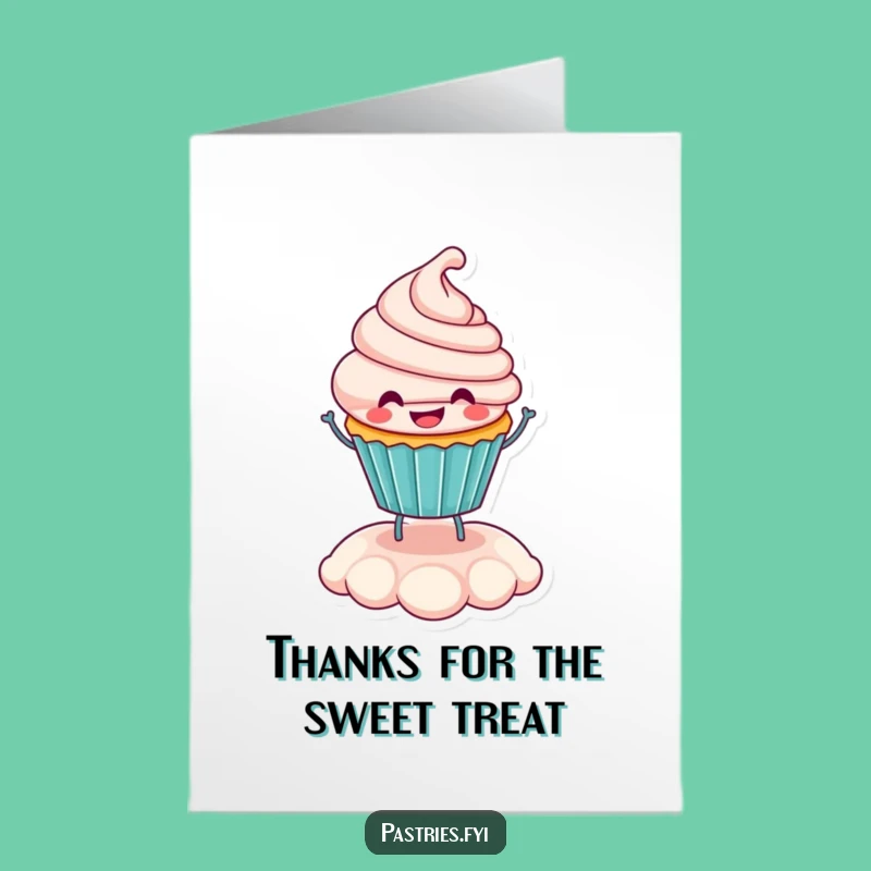 Free Printable Smiling Cupcake Thank You Card Bouncing Frosted Gratitude Downloadable Gift