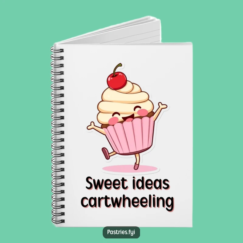 Funny Cartwheeling Cupcake Notebook: Capture Energetic Ideas with this Smiling Character