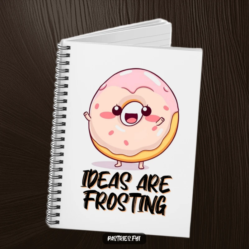 Funny wobbly jelly donut character notebook, ideal for writing down sweet ideas and creative thoughts.