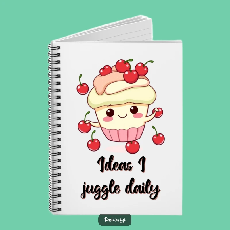 Funny Cupcake Juggling Cherries Notebook - Jot Down Ideas with a Smile