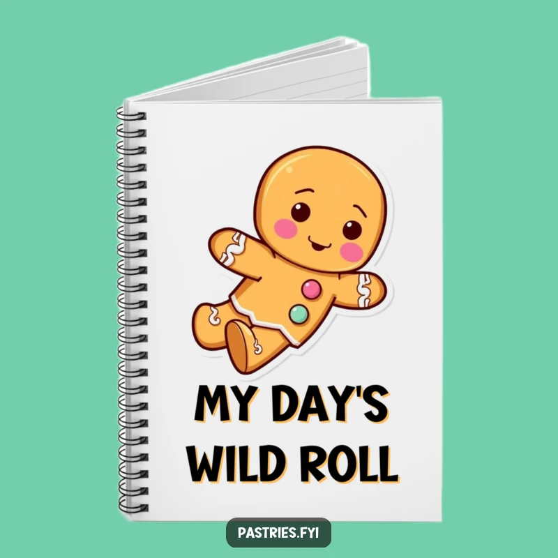 Funny Rolling Gingerbread Man Notebook - Jot Down Holiday Ideas