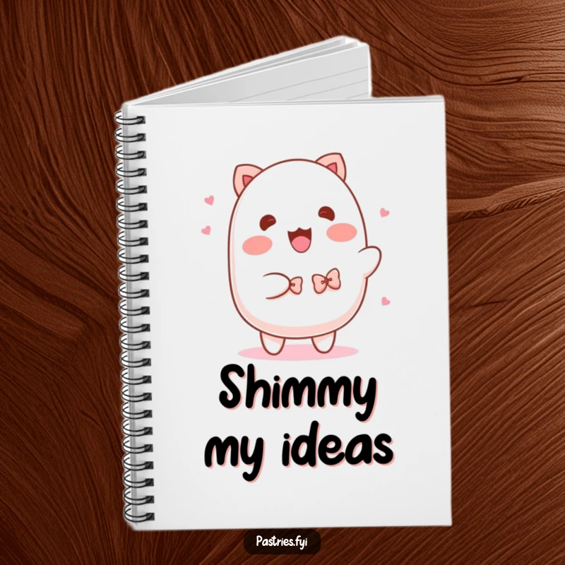 Funny Mochi Notebook: A playful mochi character doing a happy shimmy, wearing fashionable tiny bowties.