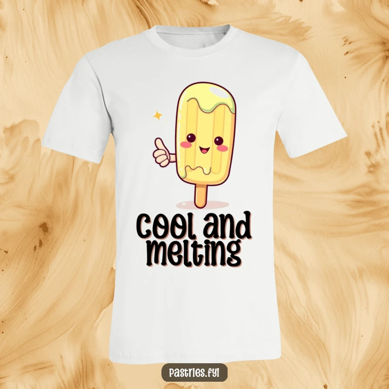 Funny Kawaii Popsicle T-Shirt: Adorable melting popsicle giving a thumbs up, exuding coolness and positive energy.