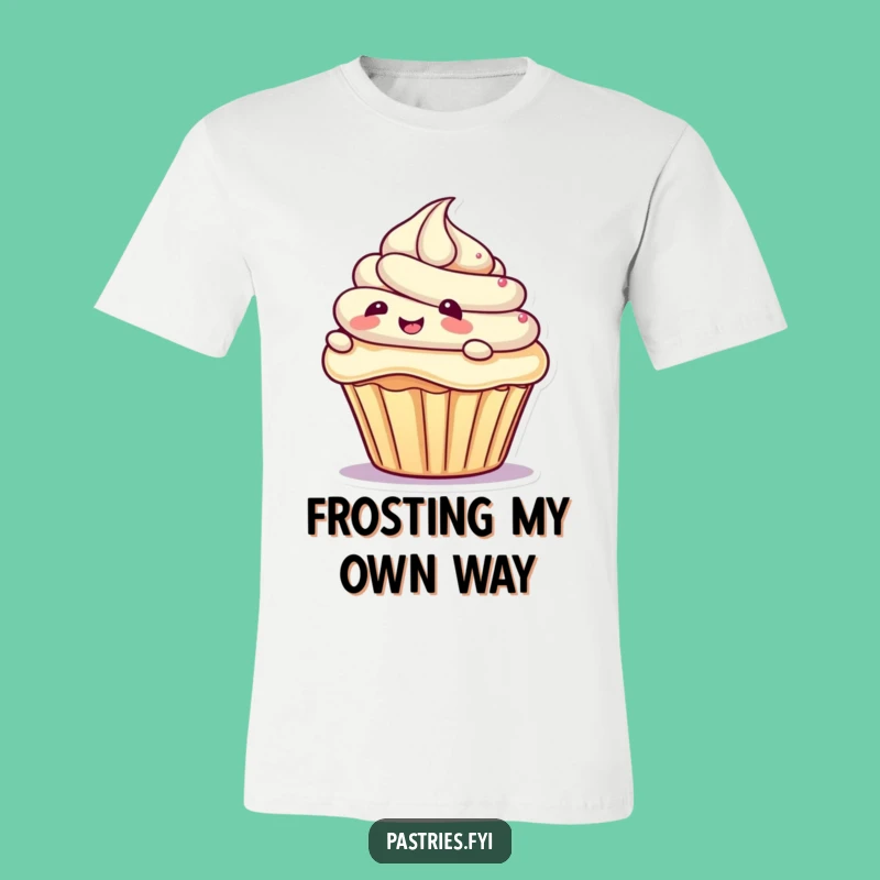 Funny Giggling Cupcake T-Shirt - Playful Frosting Slide Tee