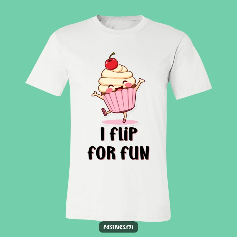 Funny Cartwheeling Cupcake T-Shirt: Smiling Character Tee for a Lively, Hilarious Gift