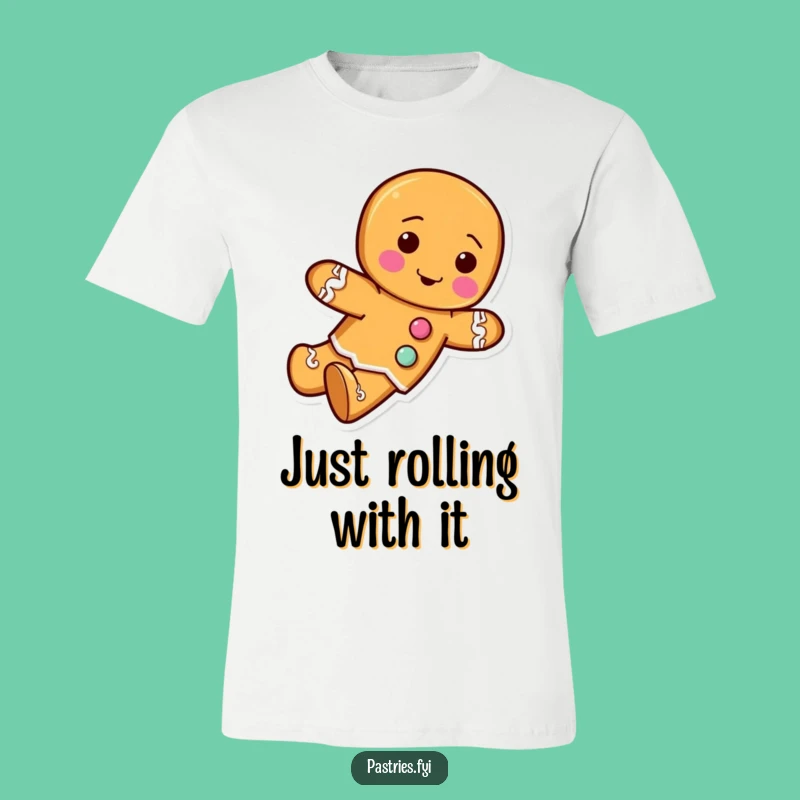 Funny Rolling Gingerbread Man T-Shirt - Humorous Holiday Apparel Gift