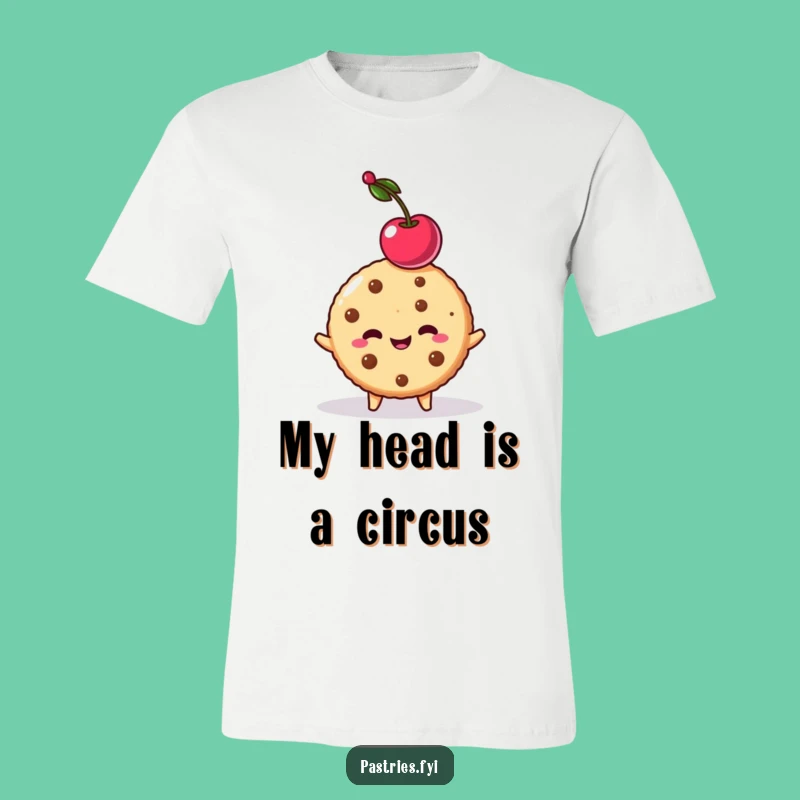 Funny Cookie Cherry Balancing T-Shirt - Comedic Dessert Tee Gift