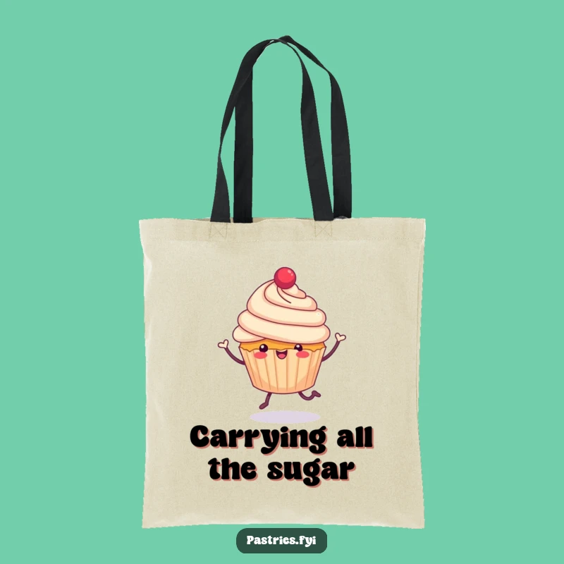 Funny Cupcake Tote Bag: Cheerful Hop Sweet Treat Gift