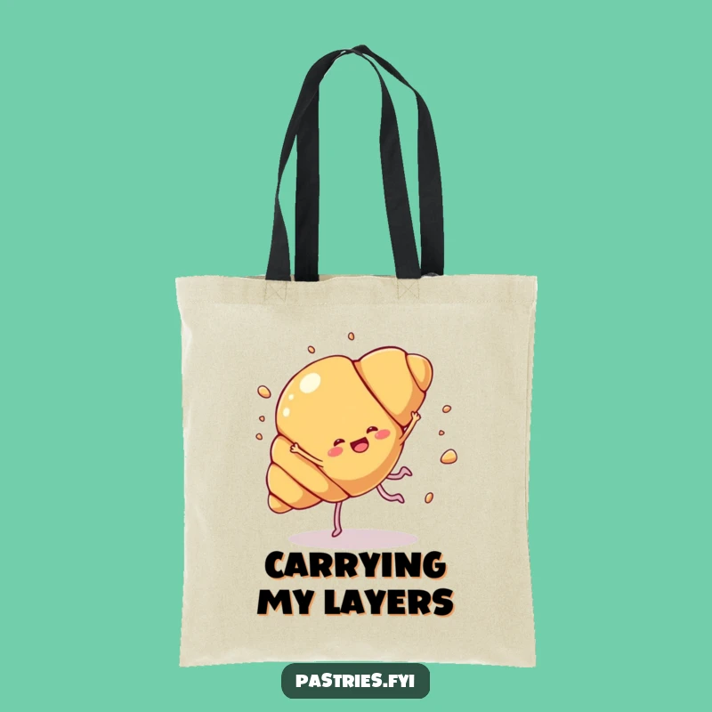 Funny Croissant Cartwheel Tote Bag: Flaky Fun, Great Humorous Gift