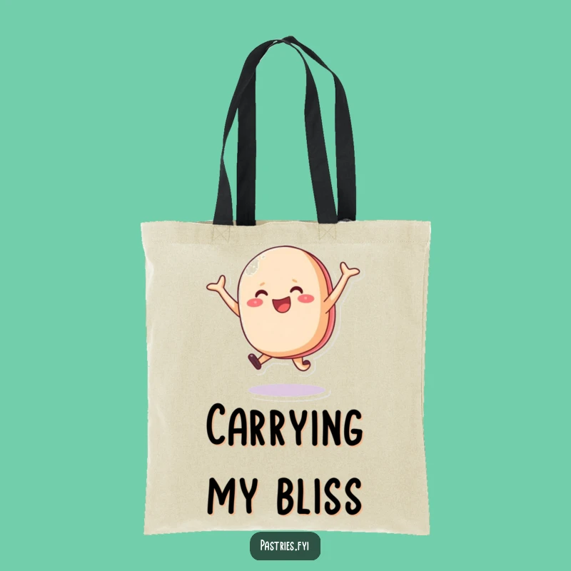 Funny Macaron Tote Bag: Happy Leaping Character for Your Everyday Adventures